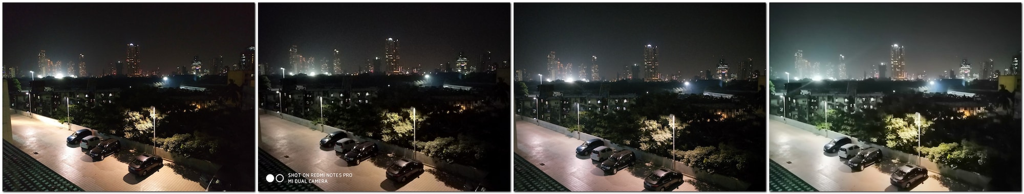 Night landscape comparison (L-R) Redmi Note 6 Pro, Redmi Note 5 Pro, Realme 2 Pro, Honor 8X.